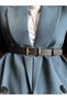 Hard Oval Rectangular Pattern Women's Gold Buckle Belt Coat Belt Dress Belt Trouser Belt - 2