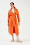 Belted Long Leather Trench - Orange
