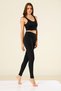 Women's Sports Suit |   Shaping / Sculpting Corded Fabric Leggings & Padded Crop – Black - 2