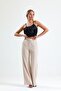Ornamental Stitched Hürrem Fabric Wide Leg Trousers| Pnt34239 Stone - 4