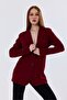 Lined Buttoned Scuba Crepe Jacket |   Ckt35446 Dark Red - 6