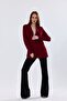 Lined Buttoned Scuba Crepe Jacket |   Ckt35446 Dark Red - 3