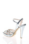 Women's Silver Open Back Shiny Drop Stone Platform Thin Heeled Stylish Evening Dress Shoes - 4