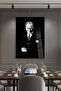 Frameless Vertical Black Background Black and White Mustafa Kemal Atatürk Unbreakable Glass Painting - 5