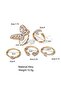 Gold Colour Plated Butterfly & Moon Crystal Ring Set 5 Pcs - 2