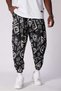 Unisex Ethnic Patterned Loose Hippie Bohemian Baggy Pants with Elastic Waist and Cuffs and Pockets Ethnic Design - 3