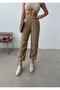 Drawstring Waist Pocketed Jogger Beige Cargo Pants - 2