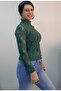 Green Turtleneck Long Sleeve Lace T-Shirt Badi - 6