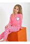 Girls' Long Sleeve 100% Cotton Button Detailed Pajama Set Je t'Aime