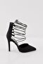 Women's High Heels Black Stiletto Stone, Laced, Thin Heels, Stylish, Elegant, Dilavi - 6