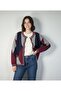 Women's Popular Oversized Pocketless Furry Argyle Pattern Trendy Cardigan (Burgundy) - 6
