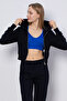 Hooded Short Slim Sweatshirt - Navy Blue