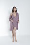 Women's Rope Strap Nightgown and Dressing Gown Set / Lilac 16216 - 3