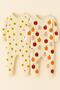 Baby Rompers Set of 2-(2Pcs Rompers) Large Heart Printed Snap Fastener Rompers Set 100% Cotton 1-3-6 Months - 2