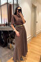 Plaid Pattern Diagonal Skirt - BROWN - 2