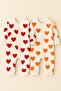 Baby Rompers Set of 2-(2Pcs Rompers) Large Heart Printed Snap Fastener Rompers Set 100% Cotton 1-3-6 Months - 2