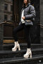 Women's Beige Platform High Heel Ankle Length Zippered Boots - 5