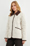 Velvet Detail Polo Collar Quilted Jacket - 4