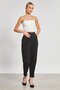 Women's Carrot Fabric Trousers - Black