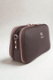 Black Camel Color Medium Size Plain Leather Daily 5 Compartment Crossbody Women's Shoulder Bag - 5