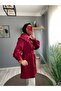 Jolie Asymmetrical Collar Full Snap Closure Scuba Tunic - Burgundy - 4