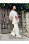 Balloon Sleeve Wide Leg Bottom Top Women's Knitwear Hijab Set - 6