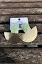 Marble-looking mint green gold detailed fan earrings. - 3