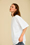 Women's White Oversize Crew Neck 100% Cotton Plain Basic Summer T-shirt - 3