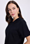 Women's Slim Fit Tight-Fitting Cotton Soft Textured Lycra Plain Basic Black V-Neck T-Shirt Blouse - 2