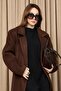 Women's Double-Breasted Collared Cashmere Coat -15237Kbn - Brown - 2