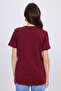 Women's Slim Fit Slim Cut Cotton Lycra Stretch Fabric Basic Burgundy Crew Neck T-Shirt Blouse - 7