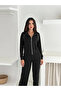 Modal Fabric Stripe Wide Leg Zipper Tracksuit Set - 4