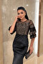 Top Sequin Bottom Velvet Evening Dress - Bronze - 4