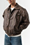 Blendcore Leather Coat with Zipper and Pocket Detail - 3