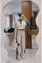 Women's Cream Denim Detailed Double Suit with Fleece-Lined Snaps