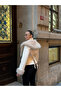 Fur Coat with Faux Leather Collar and Sleeves - 4
