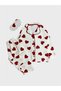 Girls' Cotton Suede Fabric White Red Heart Pattern Long Sleeve Shirt Collar Buttoned Pajama Set
