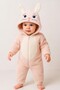 Unisex Baby Hooded Rabbit Patterned Plush Jumpsuit