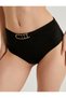 High Waist Textured Bikini Bottom with Metal Accessory Detail - 5