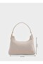 Women's Zipper Closure Ck Logo Short Strap Beige Shoulder Bag - 6