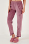 Regular Fit Lace Soft Textured Velvet Pajama Set with Dressing Gown PAJAMA SET 6095545 - 5