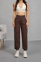 Women's High Waist Elastic Leg Jogger Cargo Pocket Trousers - 4