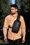 Men's Leather Mechanized Wallet and Crossbody Shoulder and Waist Bag with USB Port - Black - 7