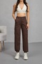 Women's High Waist Elastic Leg Jogger Cargo Pocket Trousers - 2