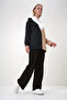Black Ecru Hooded Color-Blocked Two-Thread Top and Bottom Set Alc-X12883 - 4