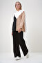 Black Ecru Hooded Color-Blocked Two-Thread Top and Bottom Set Alc-X12883 - 3