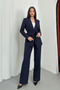 Women's double belted blazer jacket pants set - 3