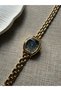 Retro Minimal Wicker Cord Vintage Women's Wristwatch Inside Blue - 3