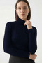Women's Navy Blue Ultra Soft Turtleneck Blouse - 2
