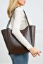 Handbag Faux Leather Brown - 4